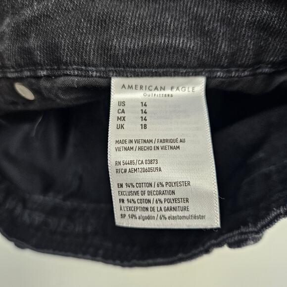 American Eagle Hi Rise A-Line Skirt Women's Size 14 Black Stretch Button Front - Picture 4 of 8